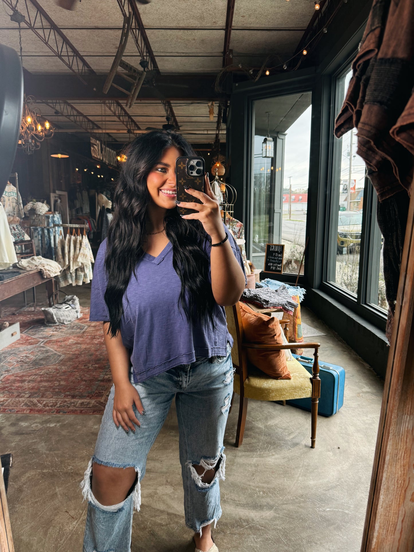 Living Free Cropped Tee - Indigo