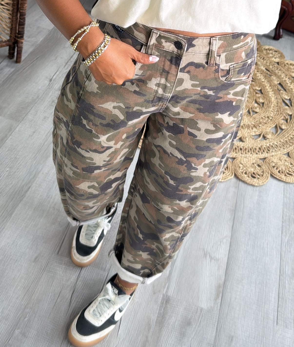 Wild Child Camo Barrel Jean