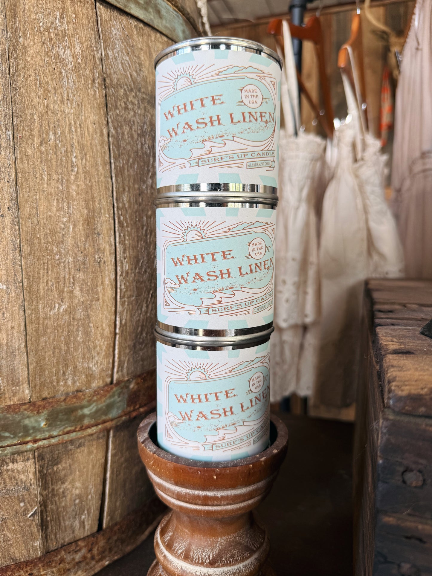 White Wash Linen Candle