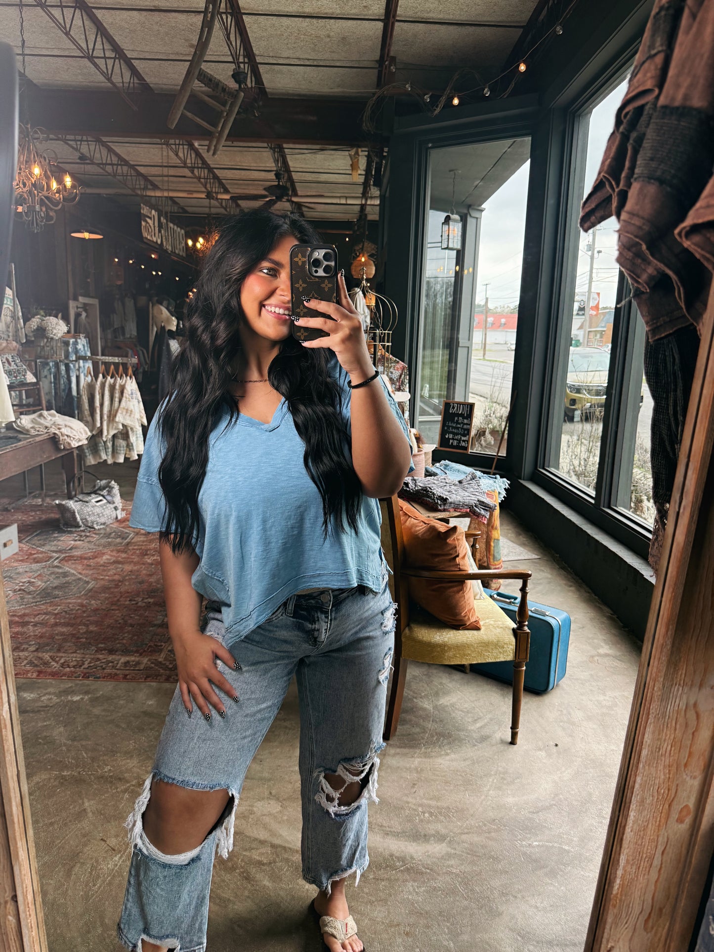 Living Free Cropped Tee - Blue