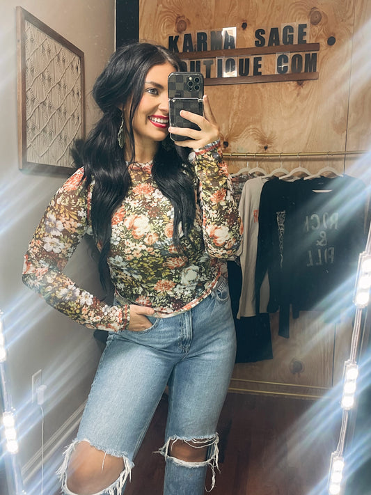 Living Easy Mesh Floral Top