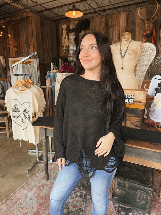 Raw Beauty Sweater - Black