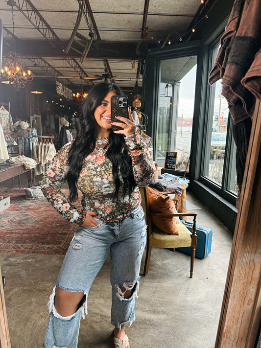 Fan Favorite Floral Mesh Top