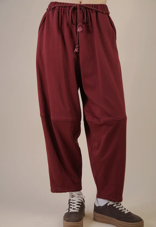 Iris Barrel Pants - Burgundy