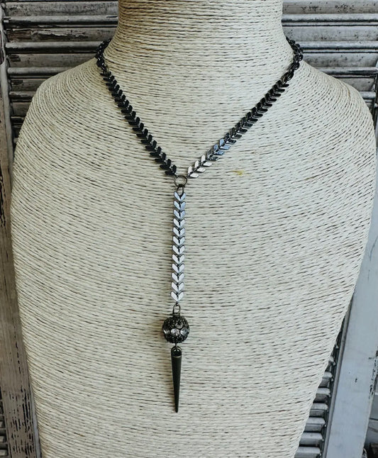 Gunmetal Spike Necklace