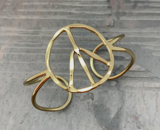 Peace & Love Cuff Bracelet - Gold