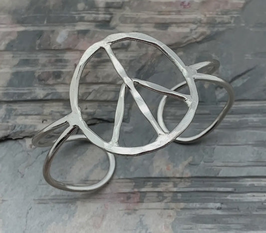 Peace & Love Cuff Bracelet - Silver